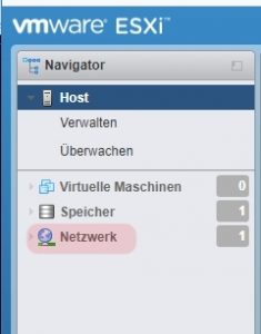 ESXi Netzwerk auswahl